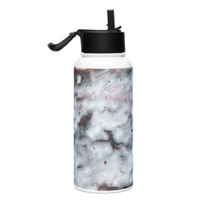 Stainless steel water bottle with a straw lid Ashen-Wake