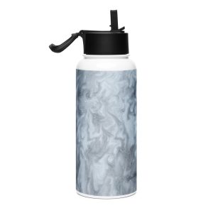Stainless steel water bottle with a straw lid Echoes-in-Gray