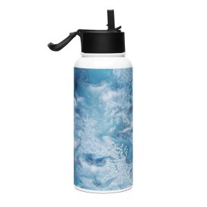 Stainless steel water bottle with a straw lid Serenity-in-Motion
